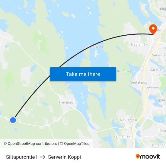 Siltapurontie I to Serverin Koppi map
