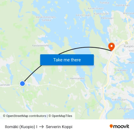 Ilomäki (Kuopio) I to Serverin Koppi map