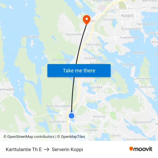 Karttulantie Th E to Serverin Koppi map