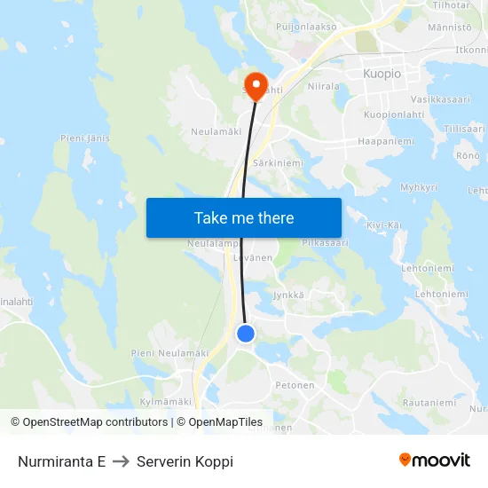 Nurmiranta E to Serverin Koppi map