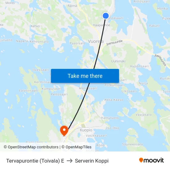 Tervapurontie (Toivala) E to Serverin Koppi map