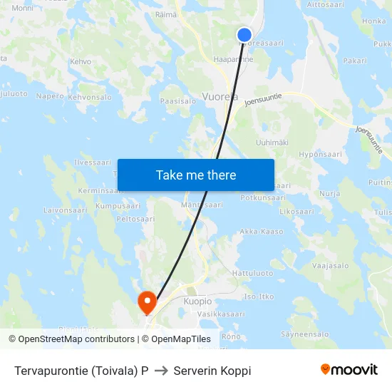 Tervapurontie (Toivala) P to Serverin Koppi map