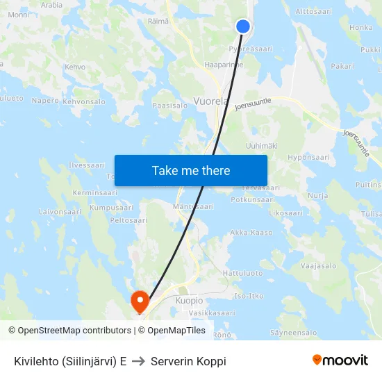 Kivilehto (Siilinjärvi) E to Serverin Koppi map
