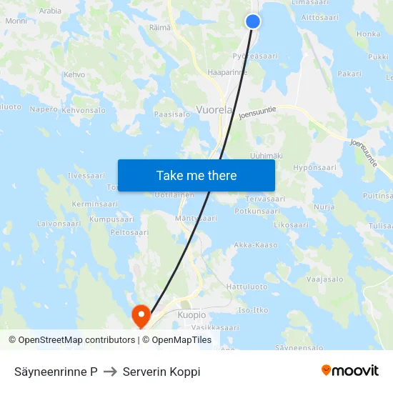Säyneenrinne P to Serverin Koppi map