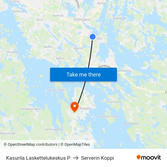 Kasurila Laskettelukeskus P to Serverin Koppi map