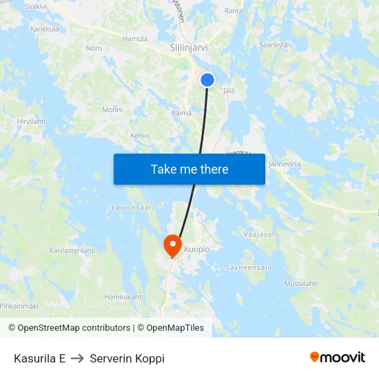 Kasurila E to Serverin Koppi map