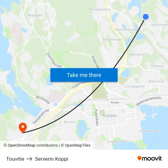 Touvitie to Serverin Koppi map