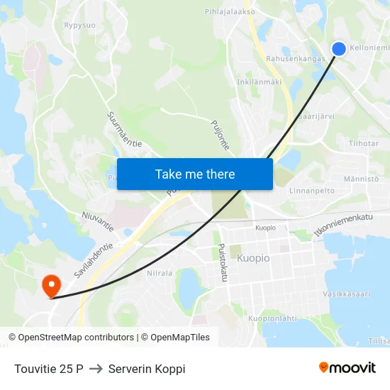 Touvitie 25 P to Serverin Koppi map