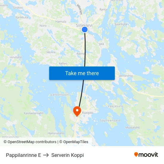 Pappilanrinne E to Serverin Koppi map