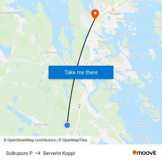 Sulkupuro P to Serverin Koppi map