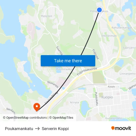 Poukamankatu to Serverin Koppi map
