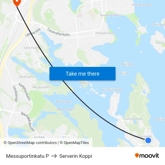 Messuportinkatu P to Serverin Koppi map