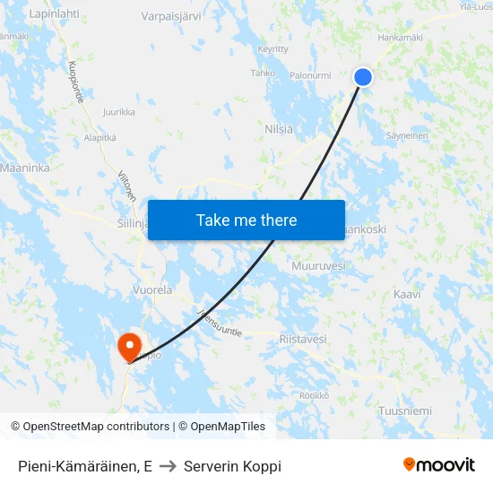 Pieni-Kämäräinen, E to Serverin Koppi map