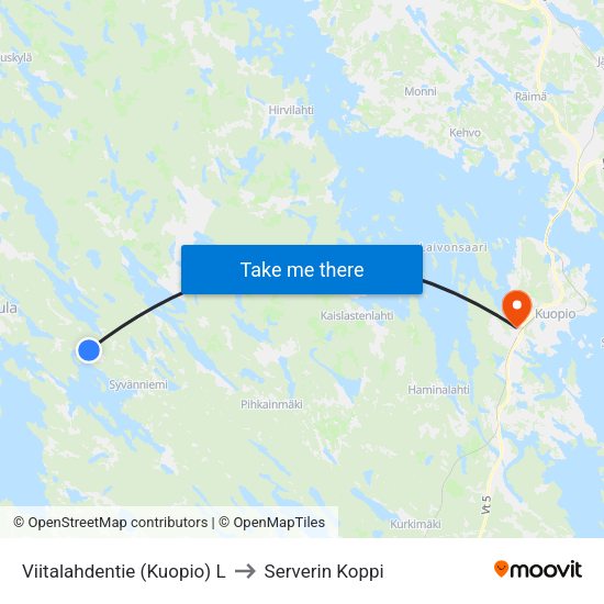 Viitalahdentie (Kuopio) L to Serverin Koppi map