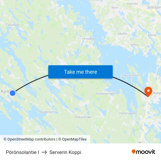 Pörönsolantie I to Serverin Koppi map