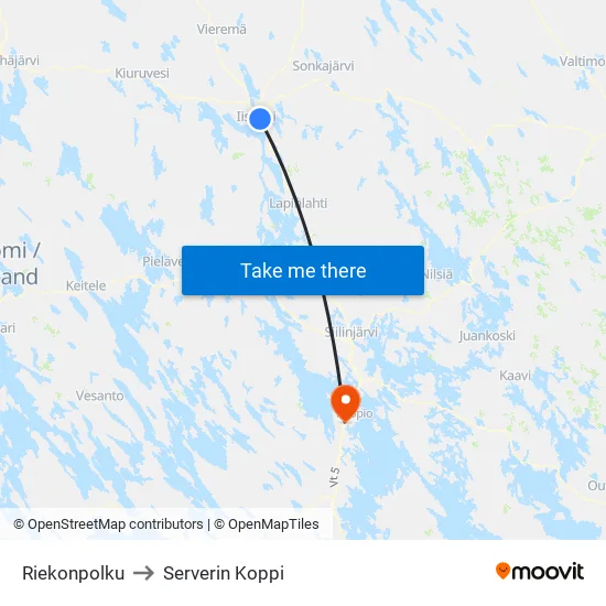 Riekonpolku to Serverin Koppi map