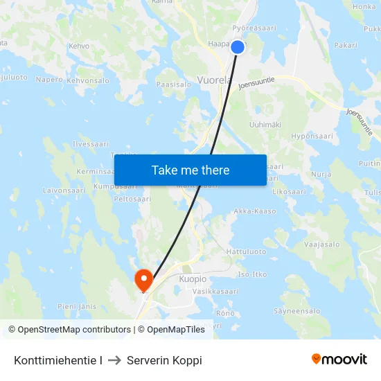 Konttimiehentie I to Serverin Koppi map