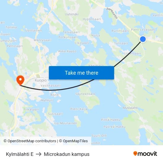 Kylmälahti E to Microkadun kampus map
