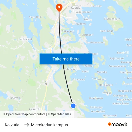 Koivutie L to Microkadun kampus map