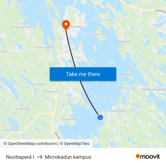 Nuottaperä I to Microkadun kampus map
