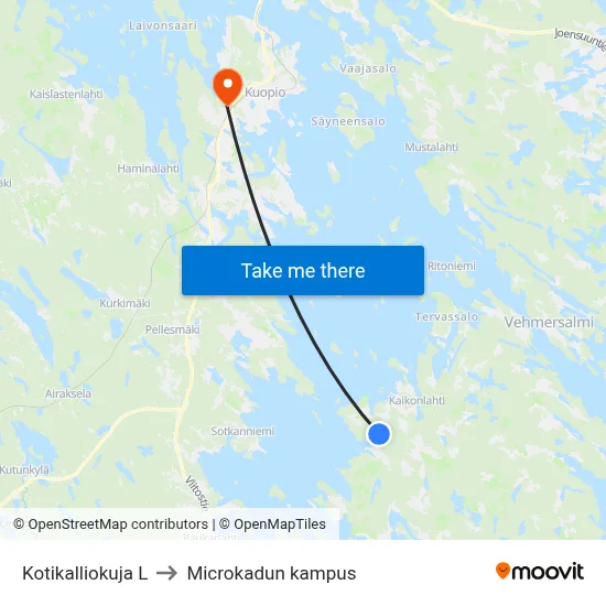 Kotikalliokuja L to Microkadun kampus map
