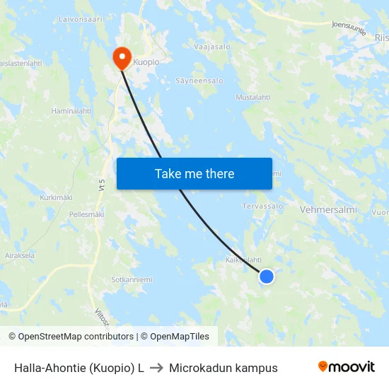 Halla-Ahontie (Kuopio) L to Microkadun kampus map
