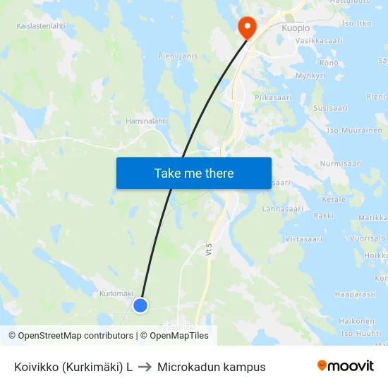 Koivikko (Kurkimäki) L to Microkadun kampus map