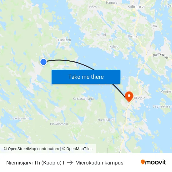 Niemisjärvi Th (Kuopio) I to Microkadun kampus map