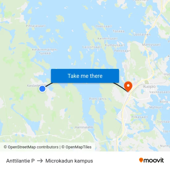 Anttilantie P to Microkadun kampus map