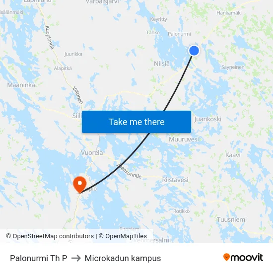Palonurmi Th P to Microkadun kampus map