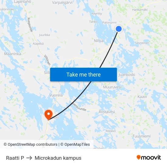 Raatti P to Microkadun kampus map