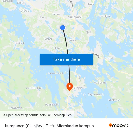 Kumpunen (Siilinjärvi) E to Microkadun kampus map