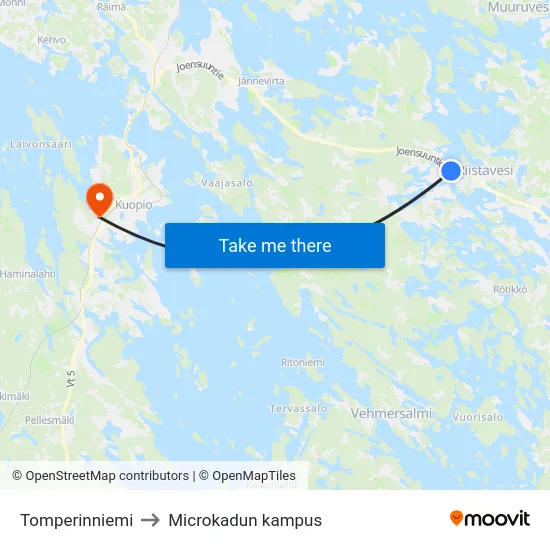 Tomperinniemi to Microkadun kampus map
