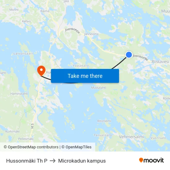 Hussonmäki Th P to Microkadun kampus map