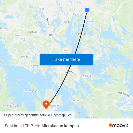 Sänkimäki Th P to Microkadun kampus map