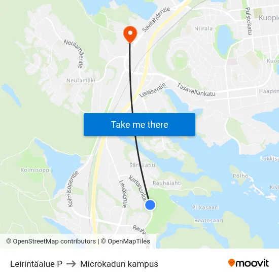 Leirintäalue P to Microkadun kampus map