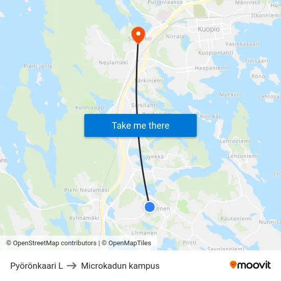 Pyörönkaari L to Microkadun kampus map