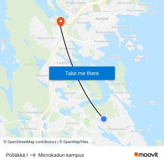 Pölläkkä I to Microkadun kampus map