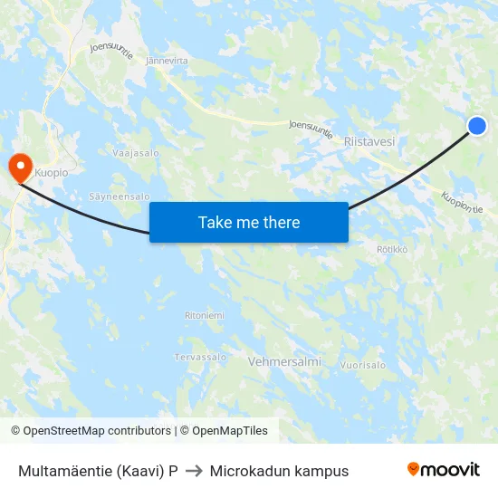 Multamäentie (Kaavi)  P to Microkadun kampus map