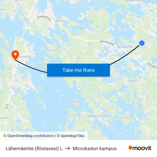 Lähemäentie (Riistavesi)  L to Microkadun kampus map