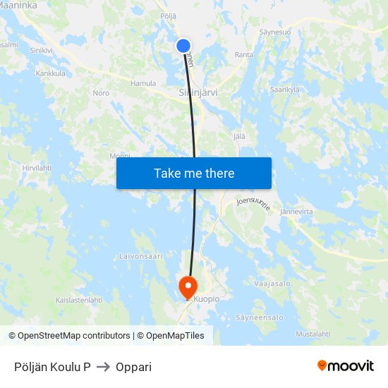 Pöljän Koulu P to Oppari map