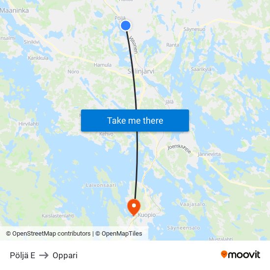 Pöljä E to Oppari map