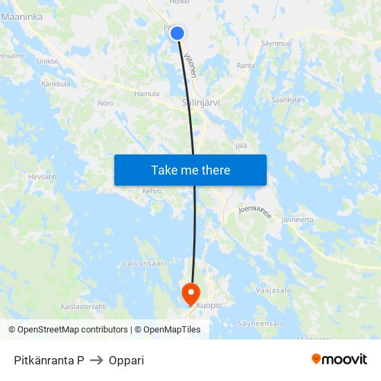 Pitkänranta P to Oppari map