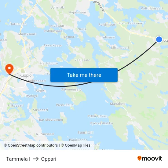 Tammela I to Oppari map