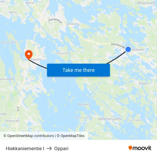 Hiekkaniementie I to Oppari map