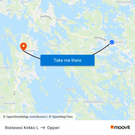 Riistavesi Kirkko L to Oppari map