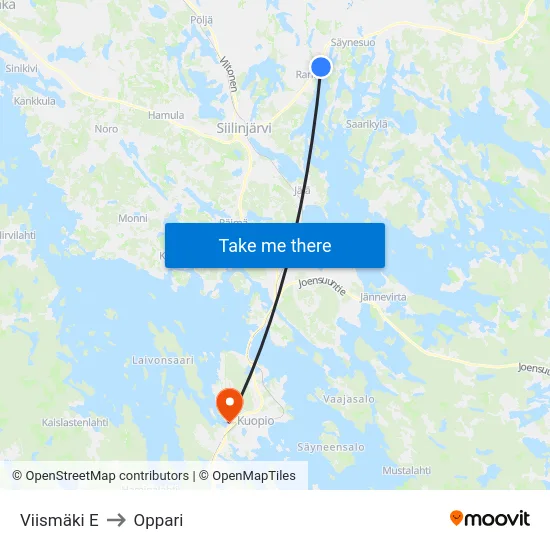 Viismäki E to Oppari map