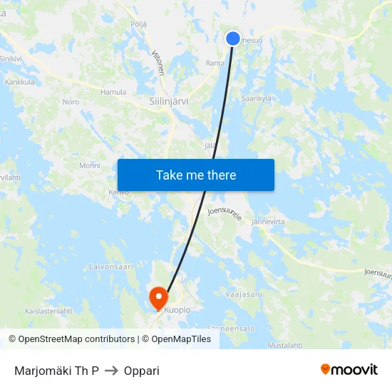 Marjomäki Th P to Oppari map