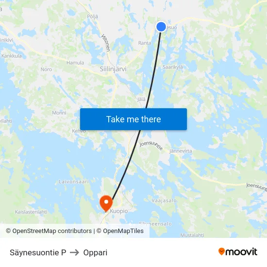 Säynesuontie P to Oppari map