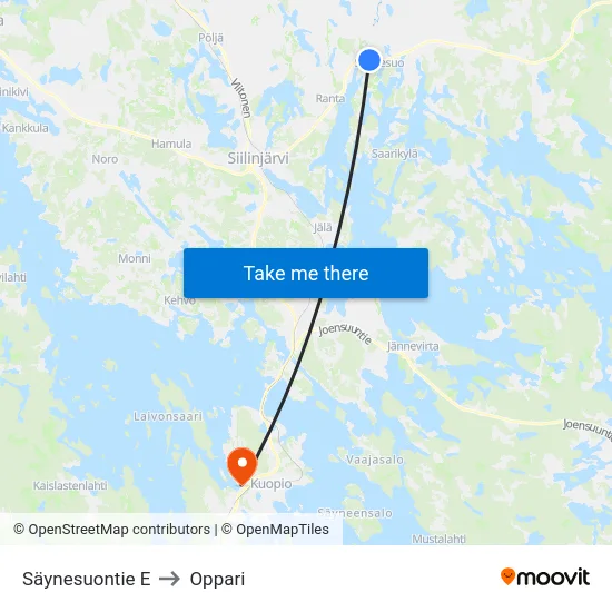 Säynesuontie E to Oppari map